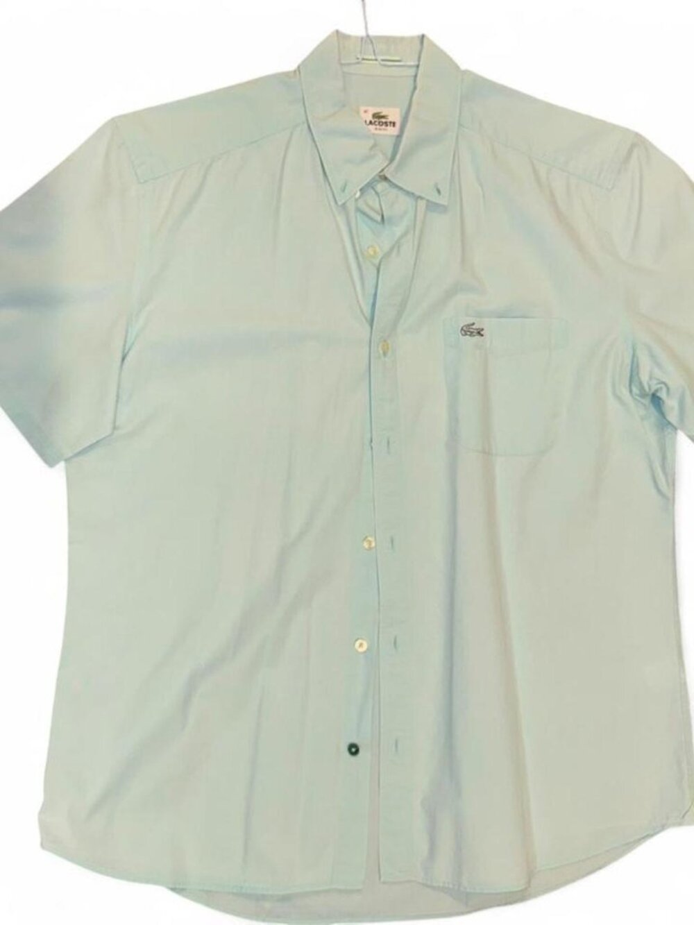 Lacoste light blue short sleeve button up shirt